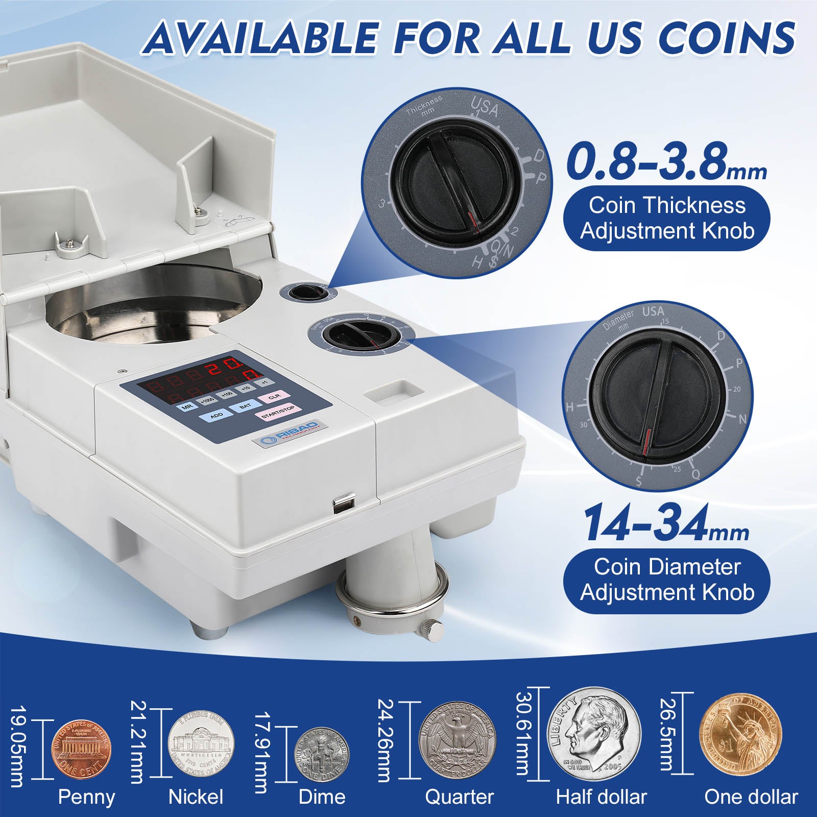 Electronic Automatic Euro Coin Counter of 300 Pieces / Min Coin