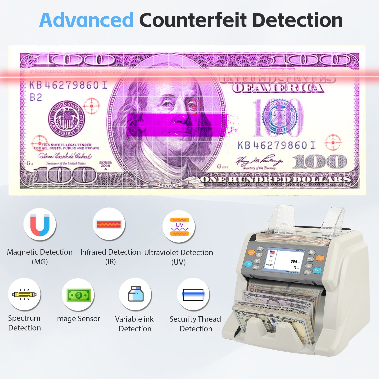 RIBAO MC-50 Multi Currency Mixed Denomination Bill Counter