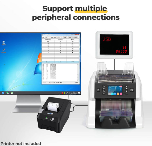 mixed denomination value counter support mutiple peripheral connections